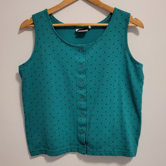 VINTAGE Essentials Buttoned Sleeveless Tank (Medium) - Picture 5 of 5